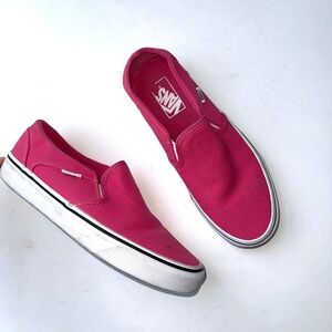 VANS $55 Womens Asher 8 Pink Classic Slip-On Canvas Low Top Sneakers Shoes J3